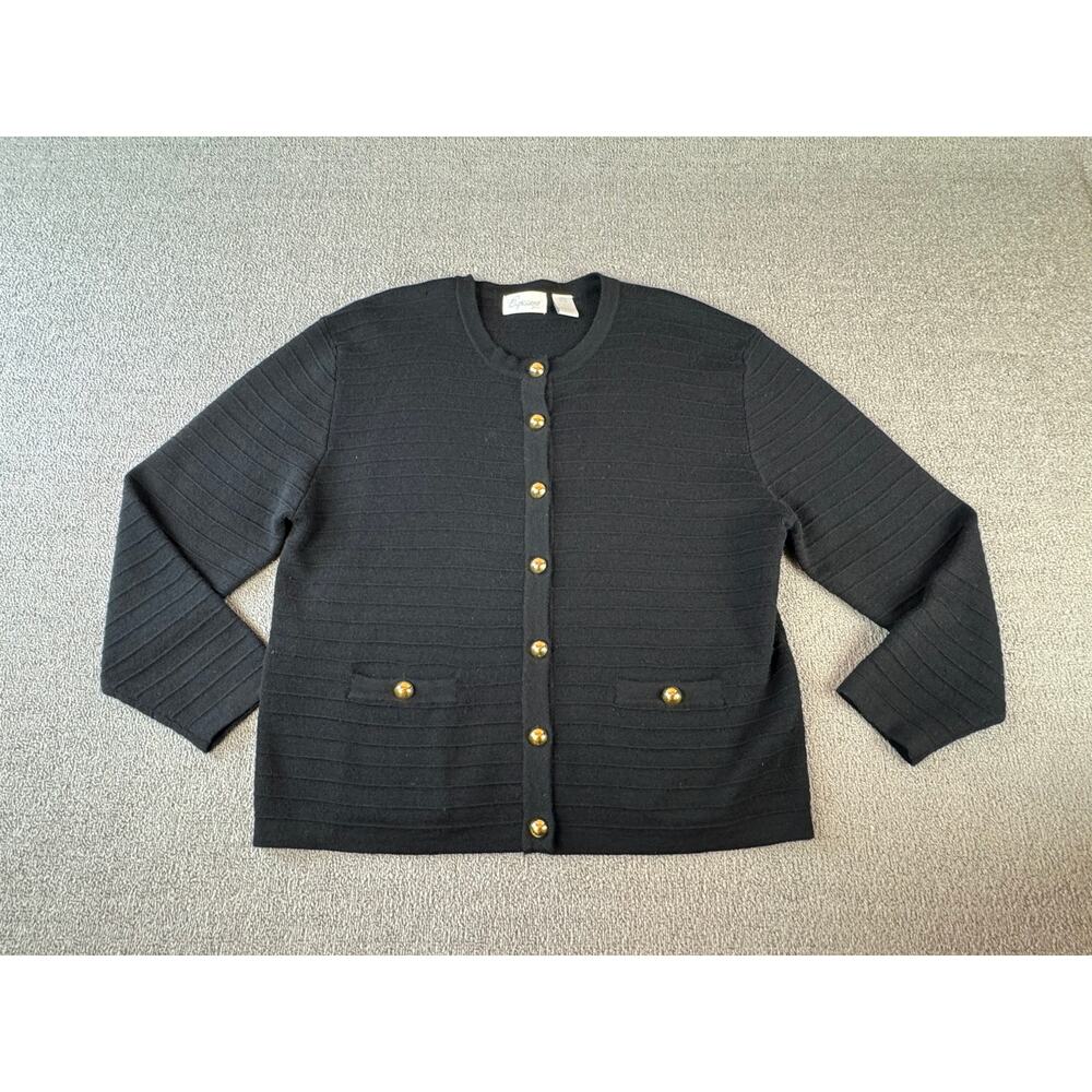 Expressions‎ Plus Cardigan Wool Knit Black Size 2X